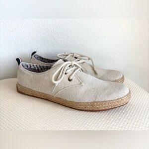 Ben Sherman Beige Canvas Jute-Trim Boat Shoes